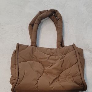 Brown Quilted Tote with Soft Handles